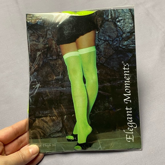 Neon Green Thigh High Fishnet Stockings 